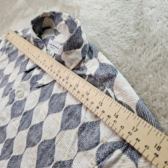 Club Monaco Shirt Geometric Pattern Casual Short Sleeve Button-Up Cotton Size S - Picture 5 of 10